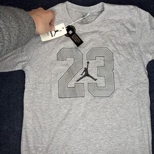 Jordan Shirt Mens Medium Gray 23 Jumpman Graphic Short Sleeve Cotton Tee Logo